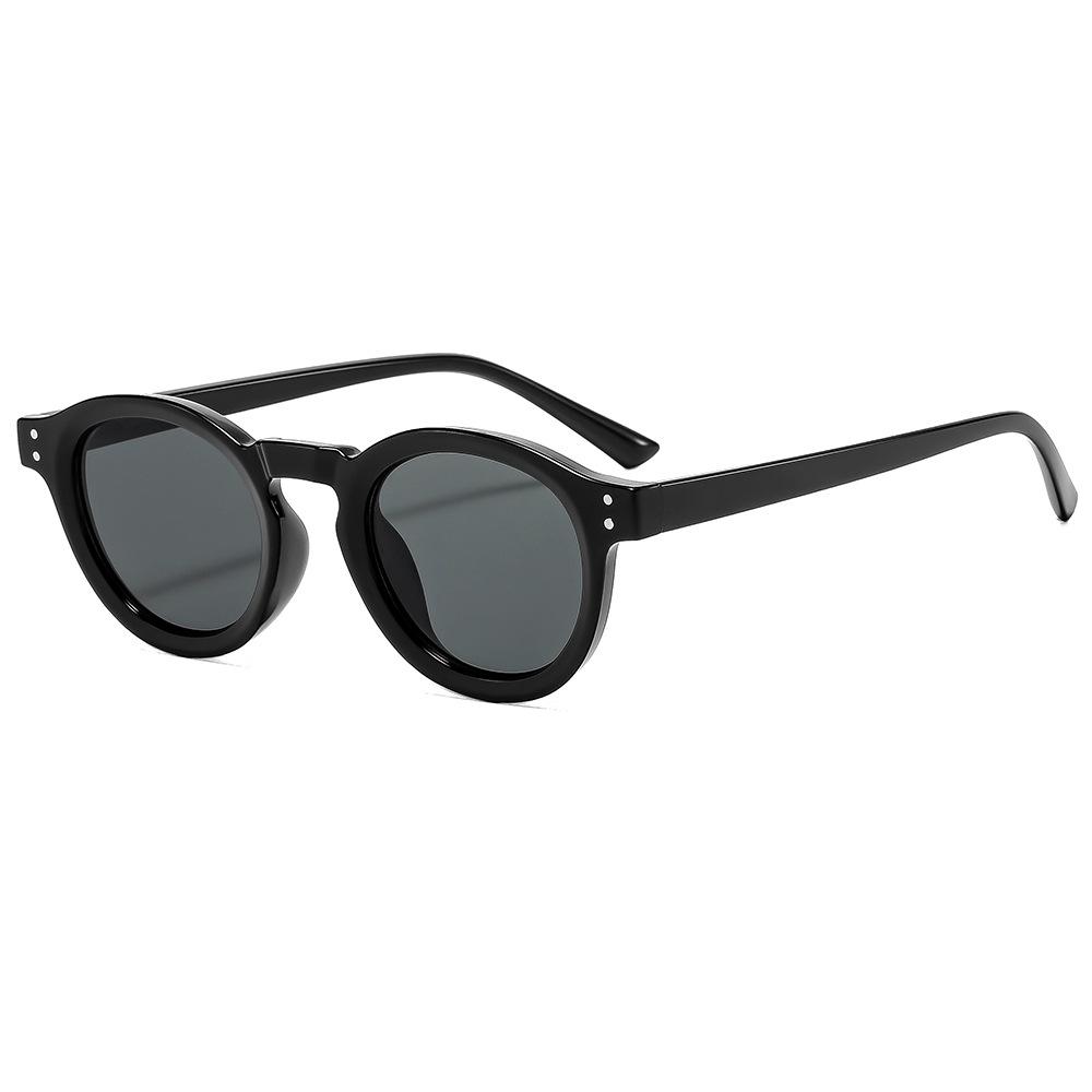 Superhot Eyewear 77900 Fashion 2025 Retro Round Simple UV400 Decorative Sunglasses C1. Black