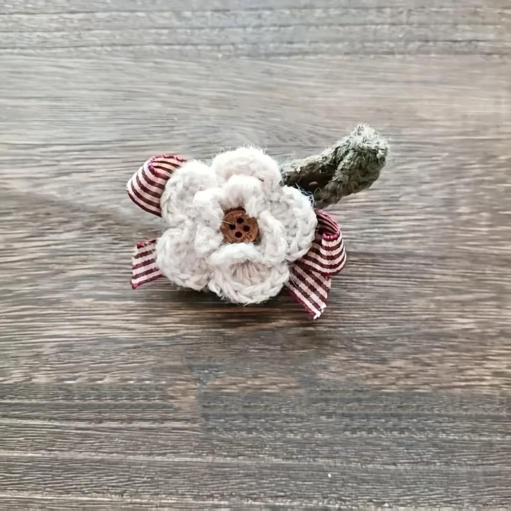 

Handcrafted Flower Brooch - Pink & White Crocheted Floral Accessory with Ribbon, Perfect for Clothing, Bags, Hats, and Gifts, Gift Item