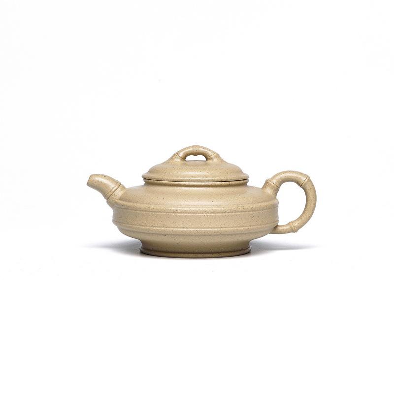 Yixing Zisha Handmade Benshan Green Clay Bamboo Drum Teapot Set Gift