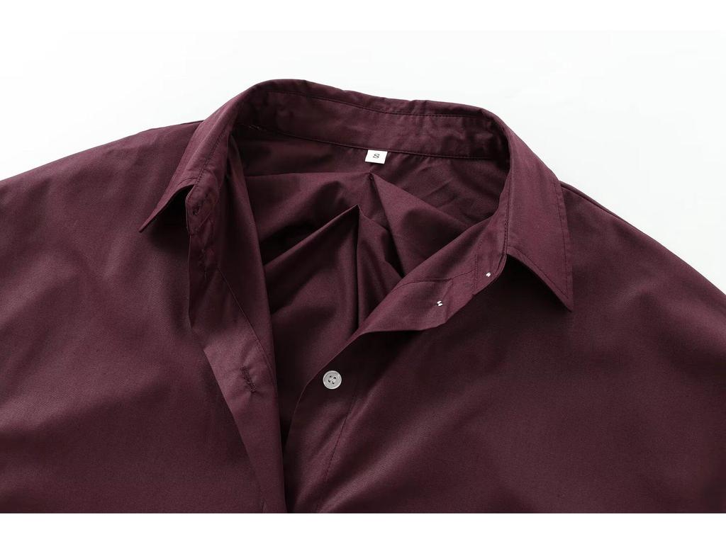European & American French Commuter Style Pleated Loose Shirt