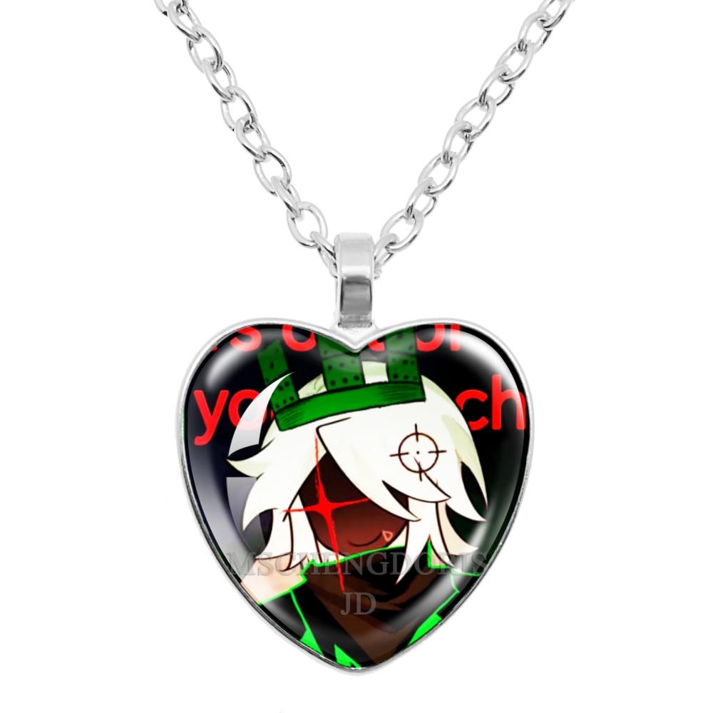 Game FORSAKEN 1x1x1x1 Cartoon Characters Funny MeMe Glass Heart Shape Pendant Necklace Jewelry Charm Collect Giftlry