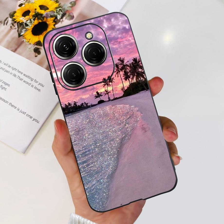 For Tecno Spark 20 Pro Case Liquid Silione Soft TPU Matte Cover Phone Mask On Spark20 20Pro 4G Luxury Pattern Cat Flower Cartoon