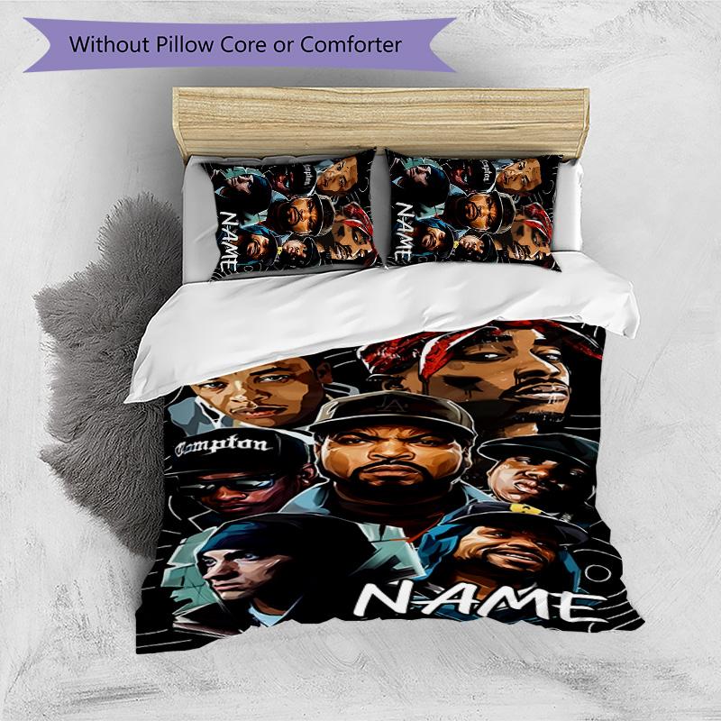 3pcs Rapper2 Cover Set - Personalized Name, HD Printed Bedding with 1 Cover and 2 Pillowcases - Perfect for Home Decor, Easy Care