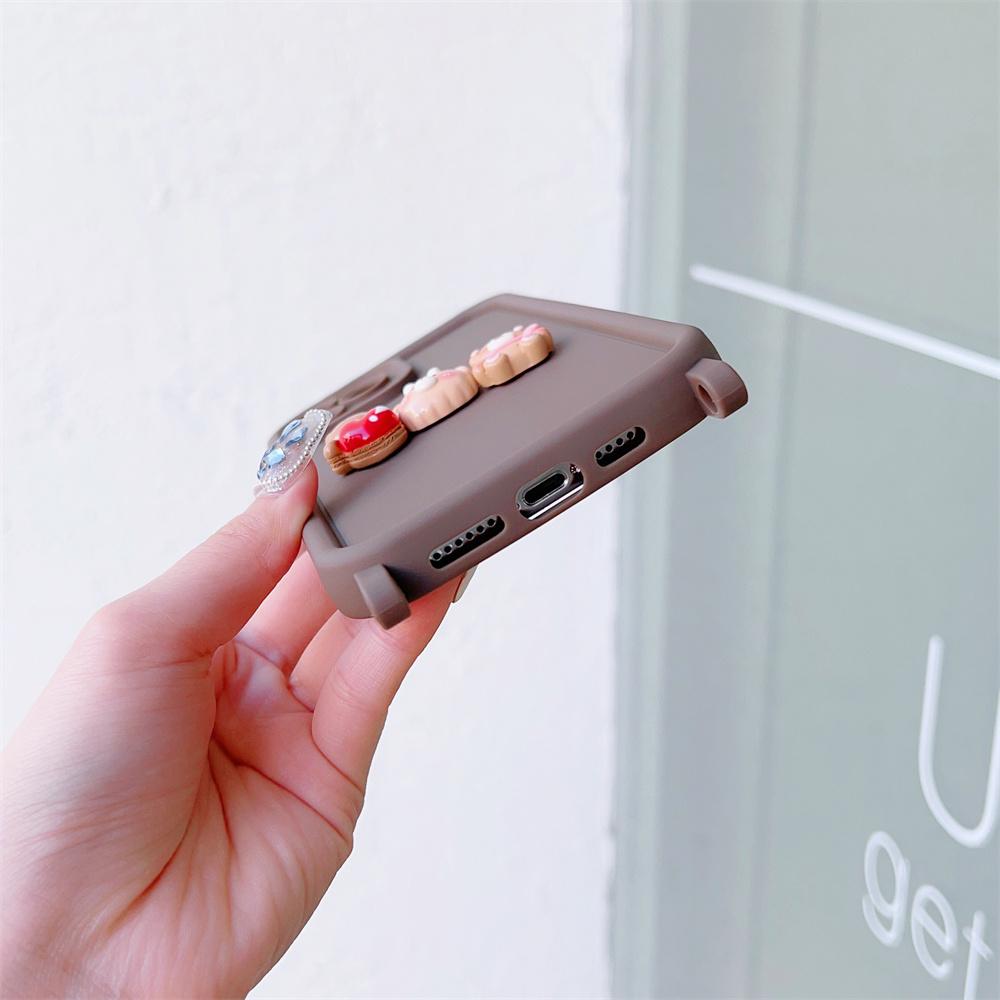 Carcasă de telefon cu desene animate pentru iPhone 16 15 14 Plus 13 12 11 Pro Max XS X XR, rezistentă la șocuri, moale, cu curea de încheietură Crossbody