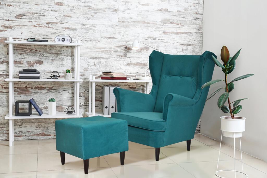 ARI Scandinavian Family Meble Wing Chair, Gold Mustard Velvet