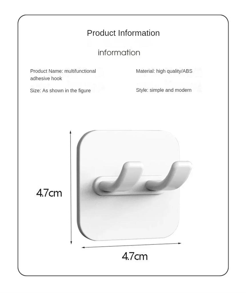 Bathroom Hook Kitchen Self-adhesive Hook Seamless Strong No Need To Punch Living Room Wall Hanging Home Furnishings Accessories