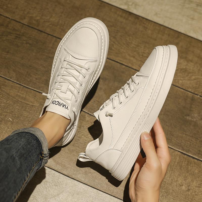 Fashionable men's small white shoes Trend outdoor leisure styles Youth outdoor sports walking men's Classic Black Lace up shoes