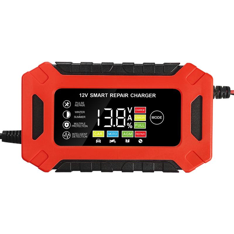Car Battery Charger Power Puls Repair Chargers Wet Dry Lead Acid 12V 6A Pulse Repair LCD Display Smart Fast Charge For Auto Moto