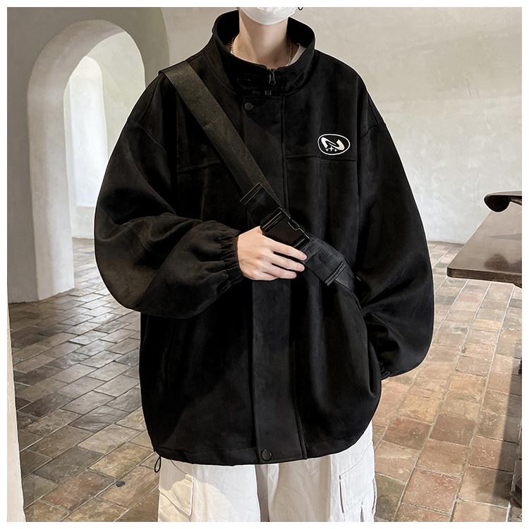 Men's Retro Heavyweight Suede Stand-up Collar Winter Jacket - Casual, Versatile, Trendy Outerwear