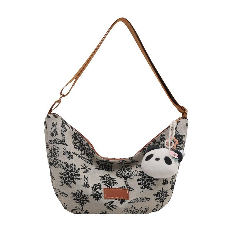 New fashion trend print casual light practical large capacity tote bag commuter shoulder messenger bag women