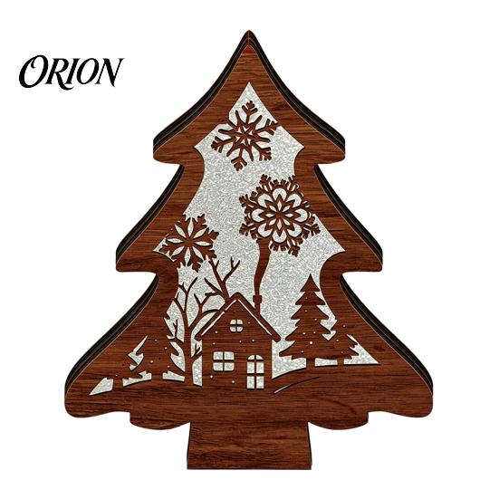 Unique Christmas Gifts 3D Wooden LED Night Light, Hollow Carved Tabletop Decor Seasonal with Warm Glow, Festive Holiday Home And Office Decoration