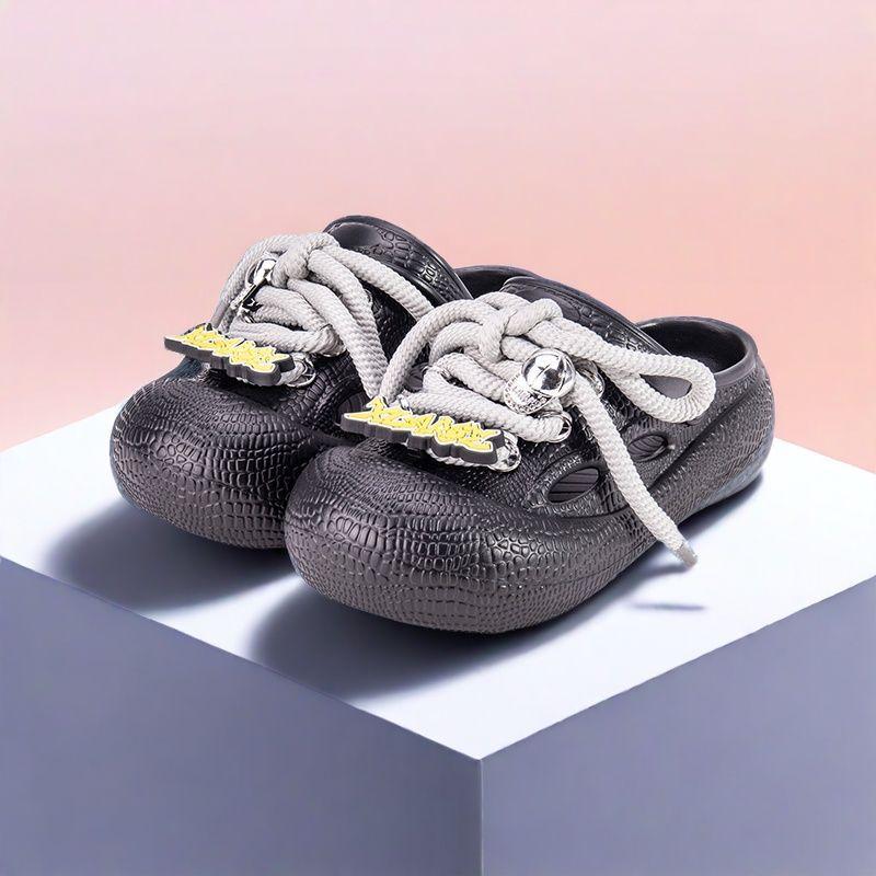 

Couple hole shoes new summer wear thick-soled straps bag head slippers eva cool slippers women s 44/45 [Standard Size] чёрный