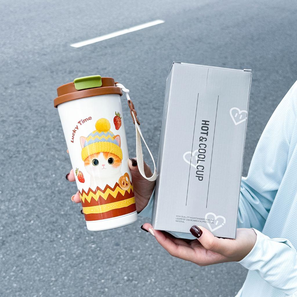 Kubek termiczny na kawę duża pojemność kubek studencki przenośny podwójna słomka kubek na wodę nowy dla dziewczyn wysoka wartość