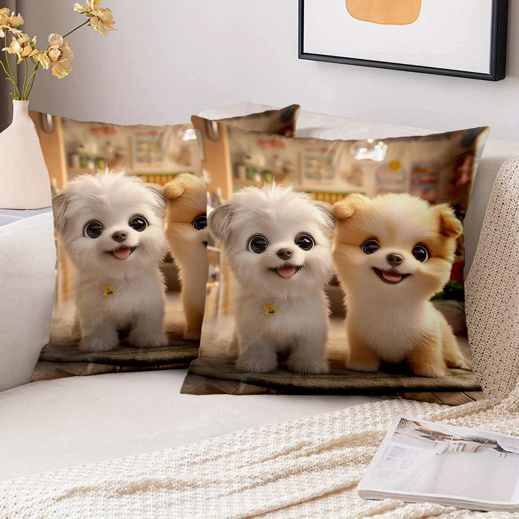 1 Pieces Cute Puppy Patterned Throw Pillow for Home Polyester pillowcase, sofa decorative cushion cov Headboard Pillow