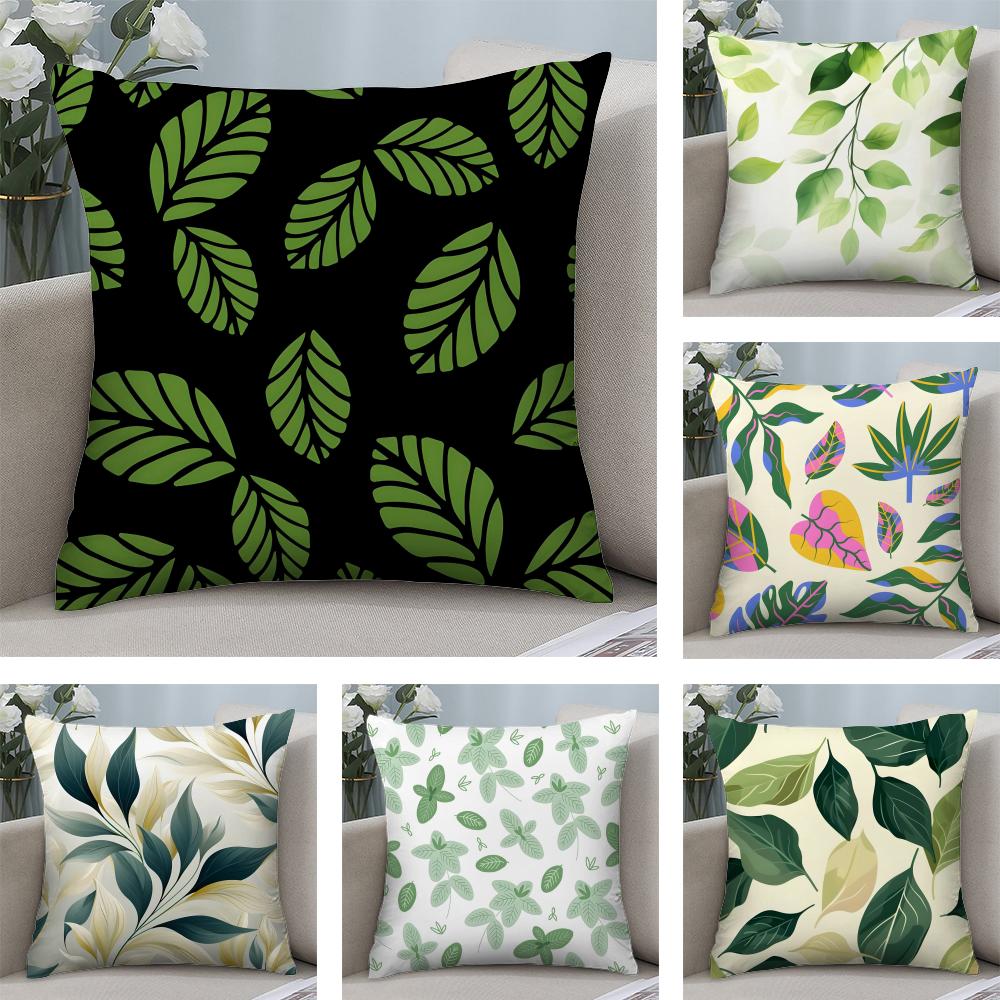 Leaves INS Cushion Cover Plush Fabric Soft DoubleSided Printed Sofa Warm Winter Home Child Gift Pillow Case