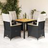 VidaXL Garden Dining Set Cushions 5pcs Black Wicker, Outdoor Dining Set, Furniture of 3276832