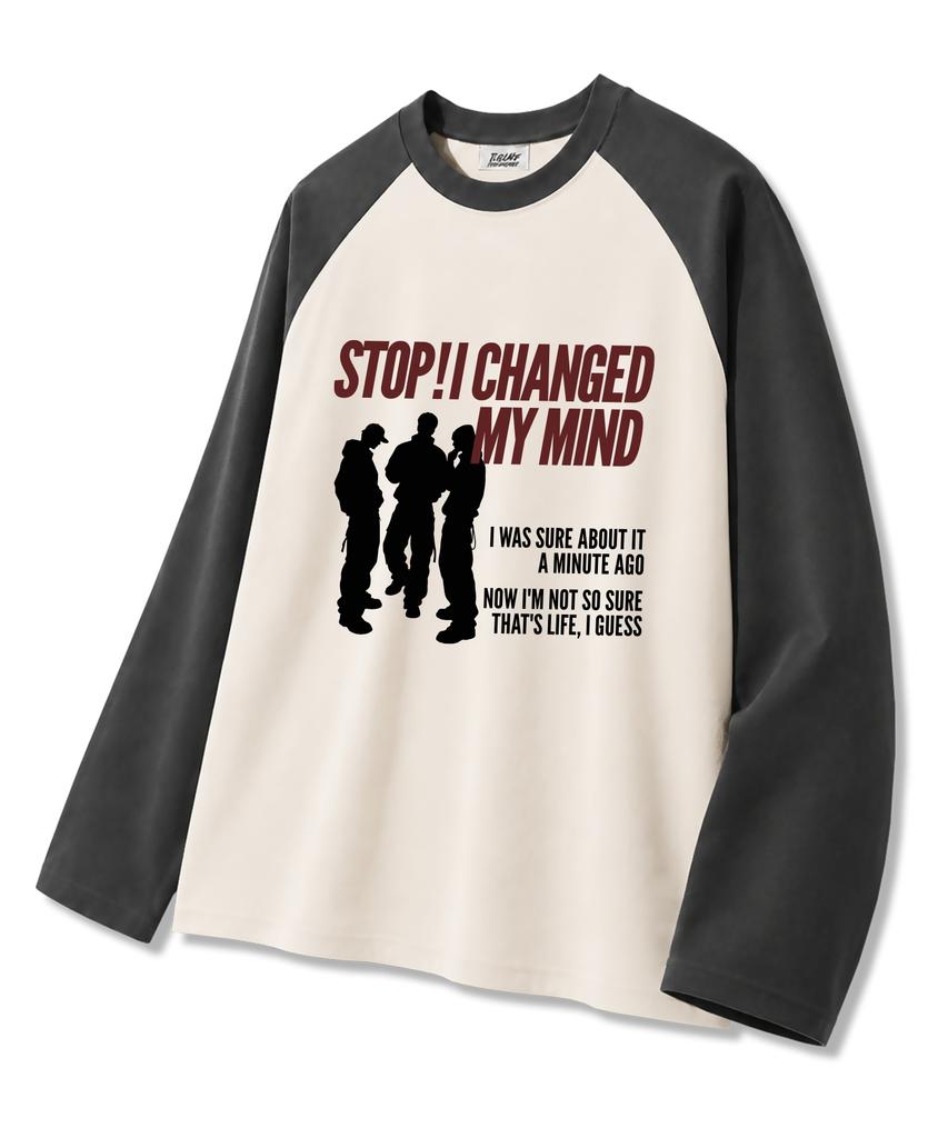 TI.GLAKE Stop My Mind Oversized Raglan Long Sleeve T-Shirt 5 Colors