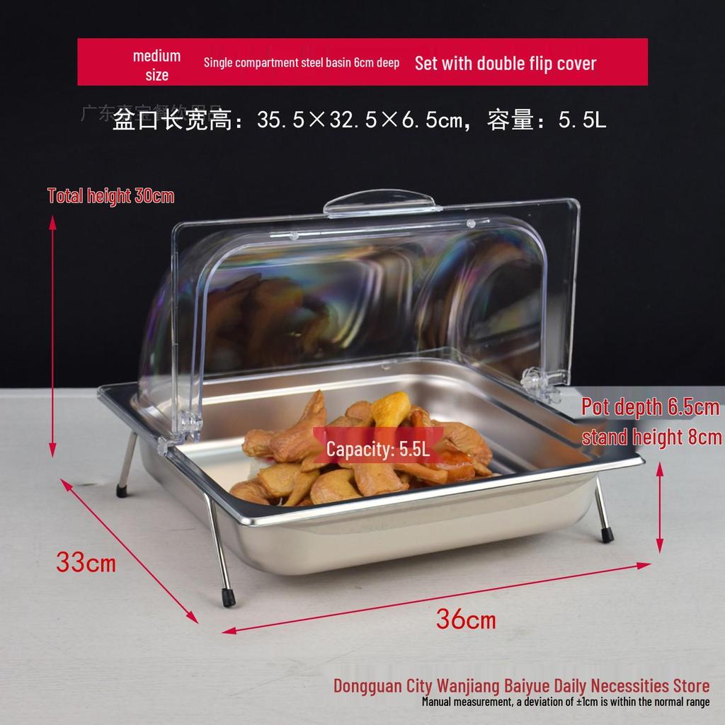 304 Stainless Steel Compartmented Display Rack with Lid for Kindergarten Meals and Cold Dishes