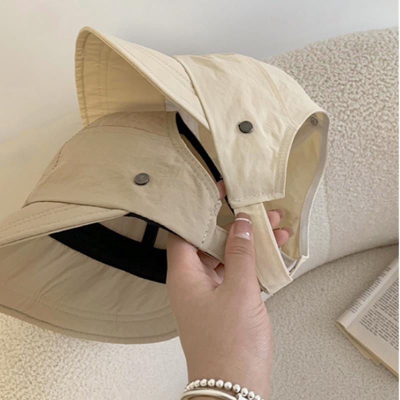 Summer Wide Brim Sunhat Women Sun Hats Foldable Adjustable Outdoor Beach Bucket Hat UV Protection Visors Fisherman Ponytail Caps