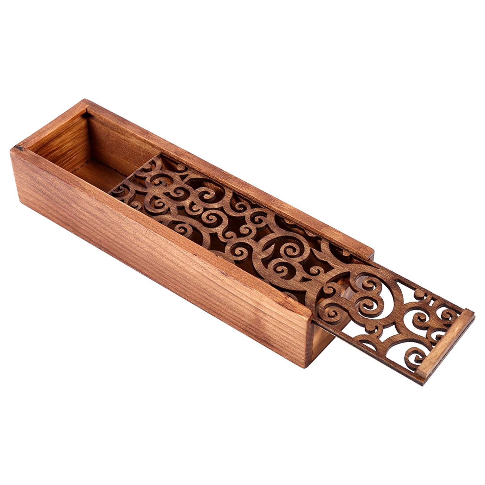

Wooden Pencil Case Box Desktop Stationery Storage Organiser School Office (#1 Swirl Grass Type)