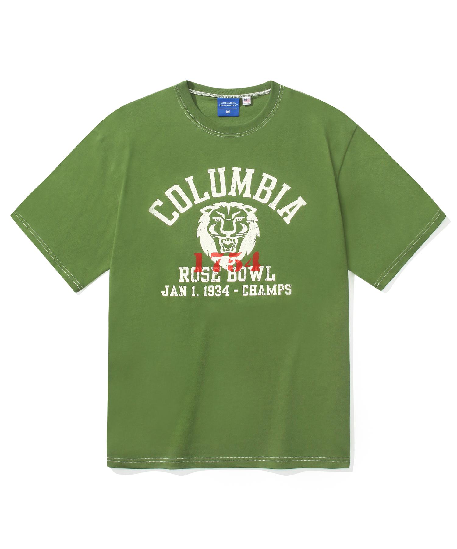 Columbia University Lions Rosebowl Logo S/S T-Shirts Olive Olive/L