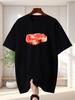 Realistischer Rohfleisch-Druck Unisex Kurzarm-T-Shirt Frisches Marmoriertes Rindfleisch O-Ausschnitt T-Shirt Grill-Gourmet-Fan Lässiges Männliches Streetwear-Top