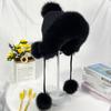 Winter Hats Women Natural Fox Fur Fuffy Warm Fashion Stylish Knitted Pompom Girls Fur Hat