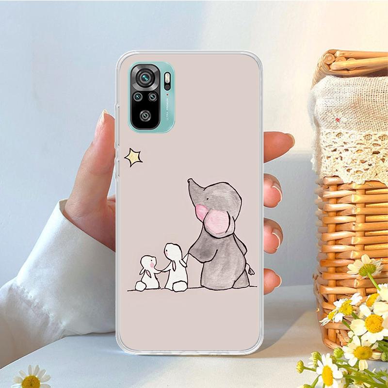 Cartoon Elephant Pink Soft Phone Case For Xiaomi Redmi Note 15 14 14S 13 12 Pro Plus 12S 11 11S 11E 10 10S 11T 5G Fundas Coque R