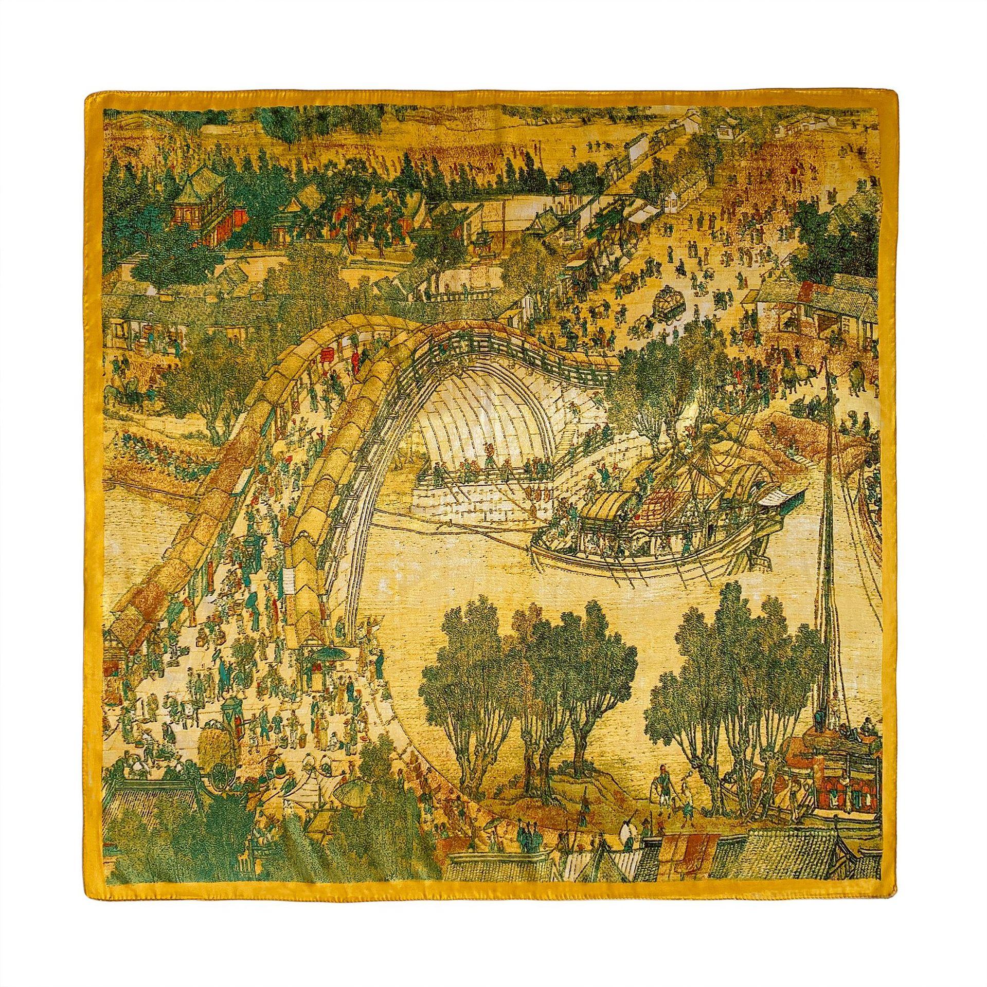 

Высококачественные роскошные шелковые шарфы, повязка на голову, шарфы, шейный шарф для женщин, шелковый шарф с цепочкой, женская декоративная шаль 90*90cm