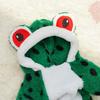 Autumn Winter Warm Frog Costume 4-Legged Pet Onesie for Small Dogs - Fluffy Warm Puppy Hooded Clothing (Cute Animal Style)