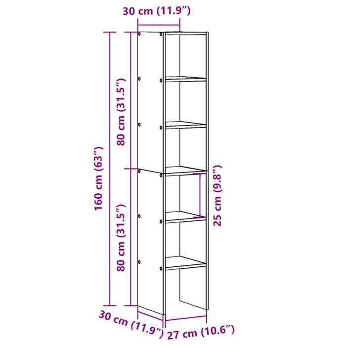 VidaXL Bookcases 2 Pcs Stackable White 30x30x80 Cm Engineered Wood, Shelf, Bookshelf, Book Support, Cabinet 858804