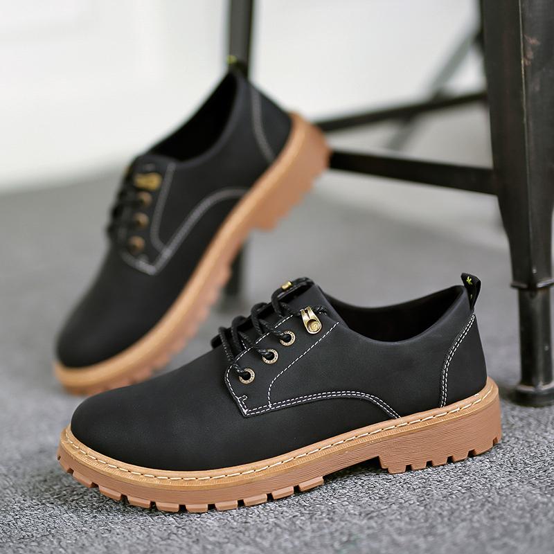 

Осенняя мужская одежда Молодежная повседневная обувь Карта Это Коричневая кожаная обувь Работа Противоскользящая обувь для рабочих Мужская обувь Деловая Новая обувь 46 чёрный