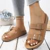 Women's Wooden Bottom Flat Sandals Summer Spring New Arrival Large Size Beach Slippers Comfortable Casual Slip-On Shoes