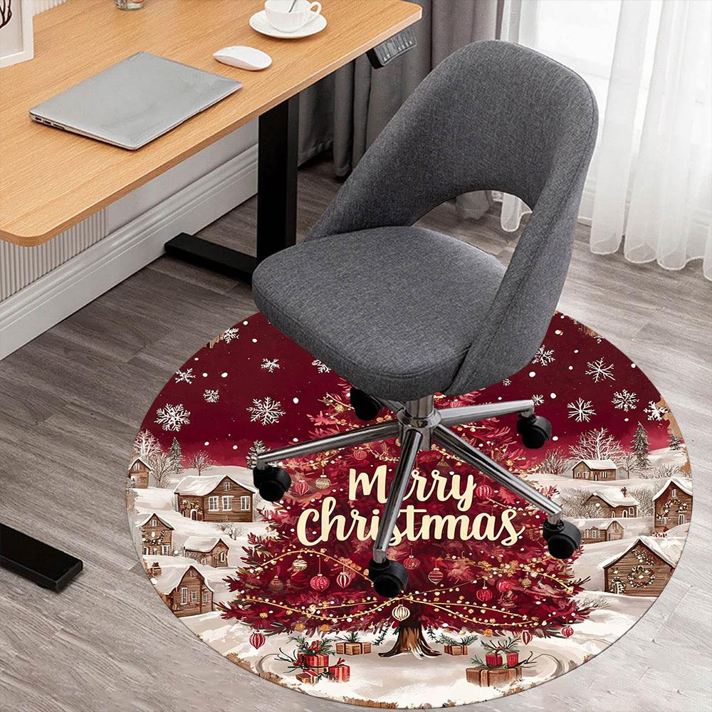 1PC Christmas Tree Merry Christmas Office Round Area Rug, Under Office Chairs Bedroom Living Room Home Decor, Carpet for Office -1110128