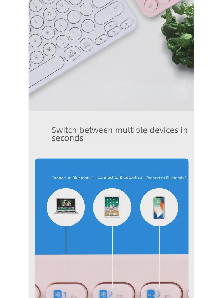 Wireless Bluetooth Keyboard for Tablets, Phones, Notebooks, and Desktops - Portable and Compact for Home or Office.