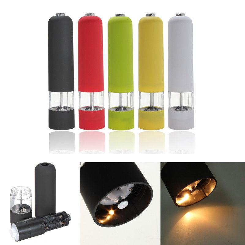 Abs Electric Salt Spice Herb Pepper Mill Grinder Kitchen Gourmet Light With