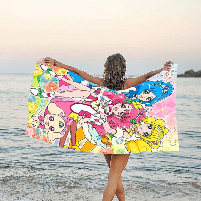 1pc Pretty Cure2 Beach Towel, Beach and Seaside Swimming Pool Equipment, Fashion Pattern, Rectangular, Travel Essentials