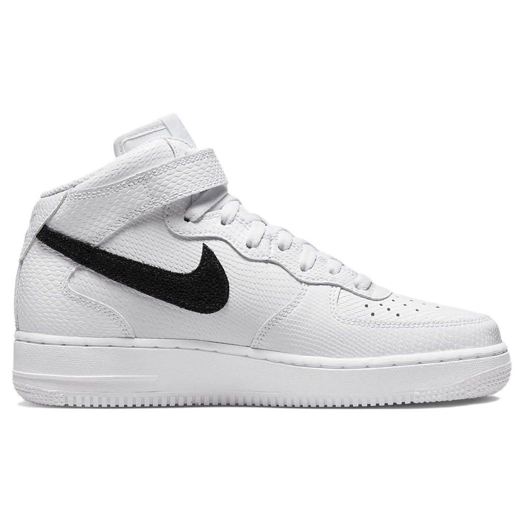 Nike Air Force 1 07 Mid White Snakeskin Women Sneakers Black DZ5211-100