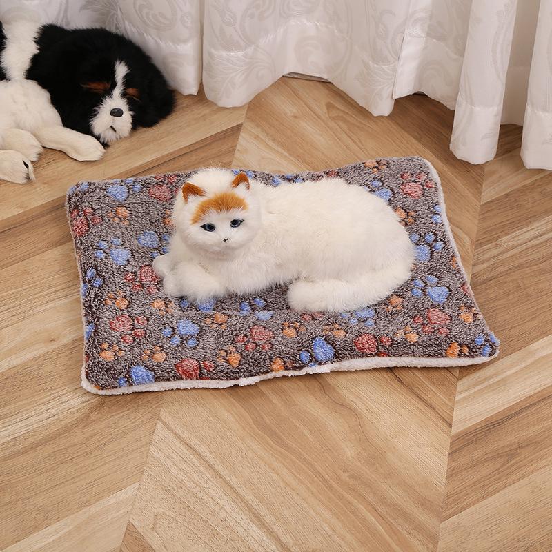 Winter Warm Cartoon Pet Bed: Thick Cat & Dog Sleeping Mat with Full Face Print