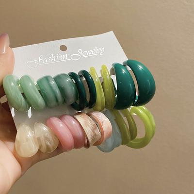Acrylic Smudge C-shaped Water Drop Round Earrings for Women Sweet Fashion Simple Stud Earrings Luxury Designer Jewelry Sets