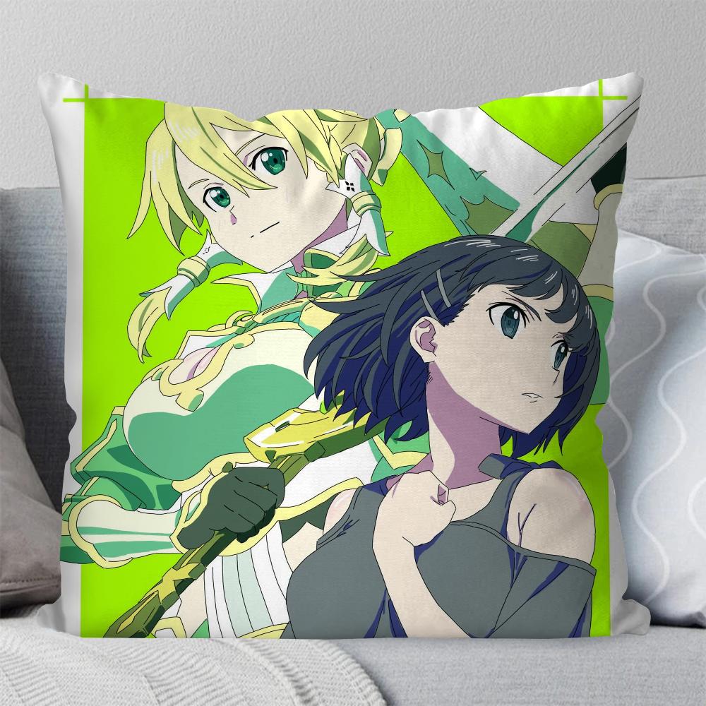 Kirigaya Suguha Animation S-Word A-Art O-Online Kissenbezug Quadratisches Kissen Schlafzimmer Sofa Freizeit Wohnzimmer Heimdekoration 40X40