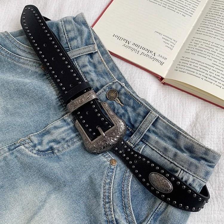 Punk Style Metal Belt With Rivets For Fashionable Women Summer Accessory