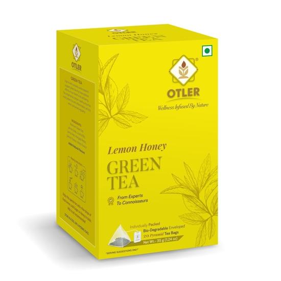 

OTLER Lemon Honey Green Tea | 100% Natural | Detox & Weight Loss | Immunity Booster | Refreshing & Soothing | 20 Tea Bags | Honey Flavour 100GM