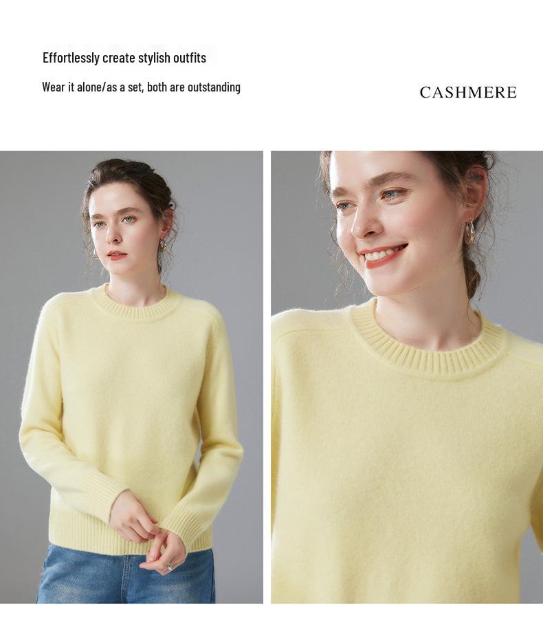 Soft, Skin-Friendly Cashmere Sweater – Stylish Saddle Shoulder, Round Neck, Loose Fit, Slimming Design for Autumn/Winter 2026 Women’s Collection