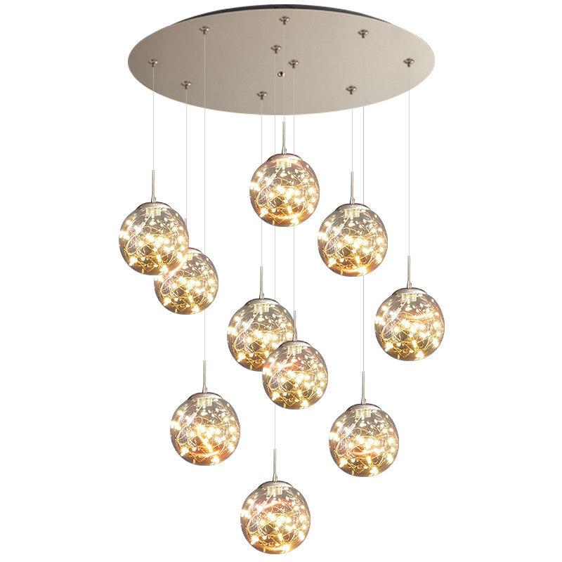 Modern Spiral Chandelier Living Room Villa Loft  Dining Room Kitchen Chandelier Ball Stair Pendant