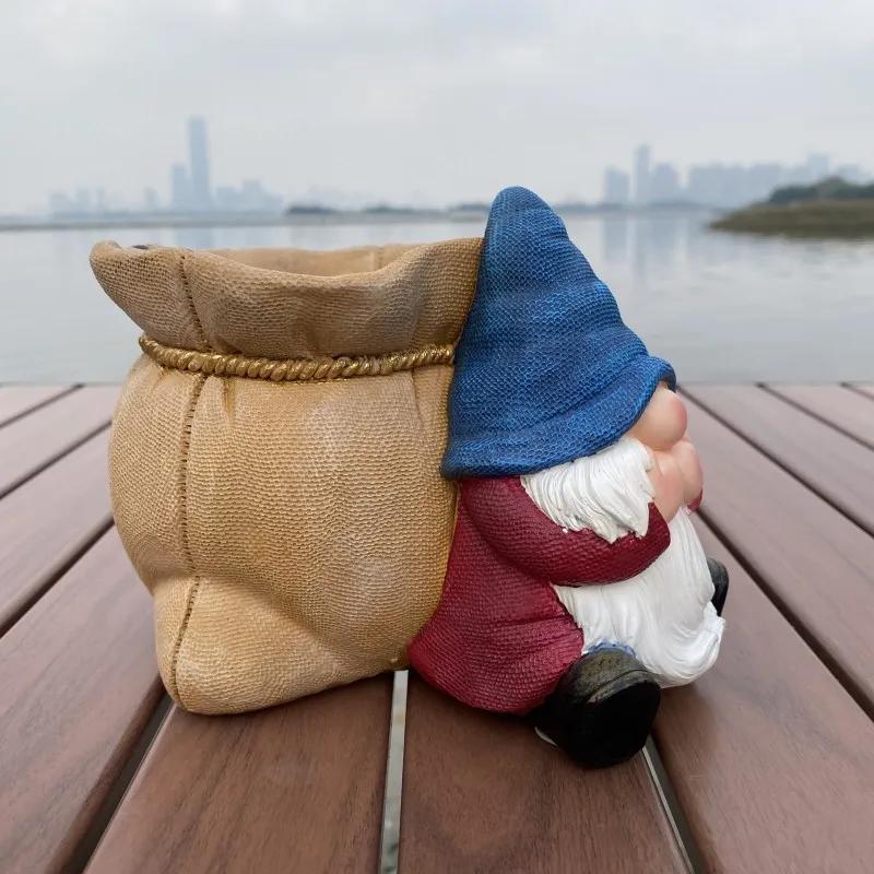 Creative Dwarves Decorate Flower Pots Elf Plant Pot Desktop Ornaments Halloween Christmas Gifts, Resin Crafts