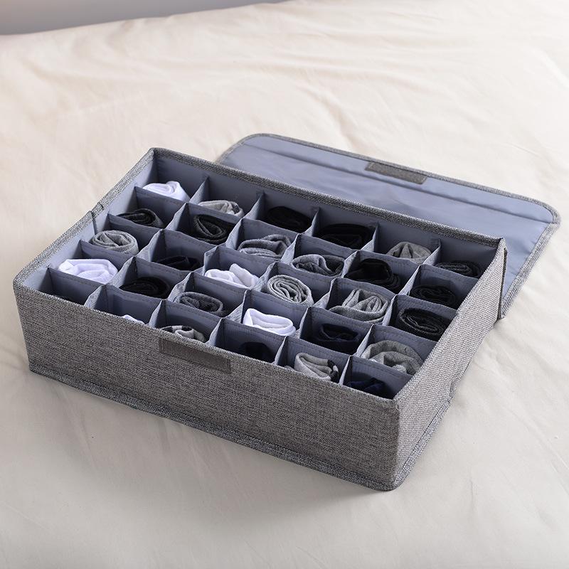 Faltbare Stoff-Aufbewahrungsbox mit Fächern für Unterwäsche und Socken