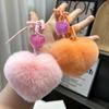 New Creative Real Fur Rex Rabbit Hair Pink Love Chain Car Exquisite Schoolbag Pendant Couple Pendant Cute Bag Charm