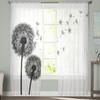 Black Dandelions Sheer Curtains For Living Room Modern Fashion Valance Curtains For Kitchen Tulle Curtains