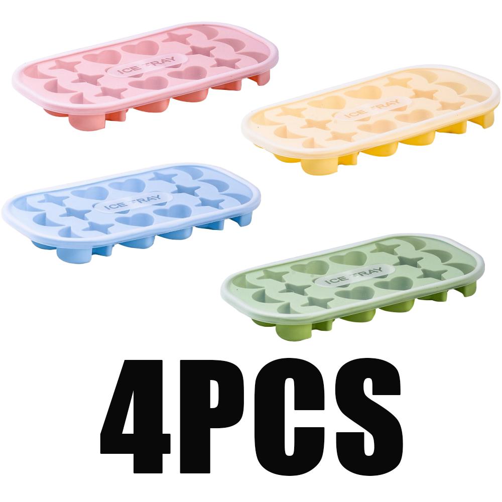 Silikon Eiswürfelform mit Deckel Eisform mit Mond Stern und herzförmiger Form für Kühlung Getränke Whiskey Wodka Cocktails